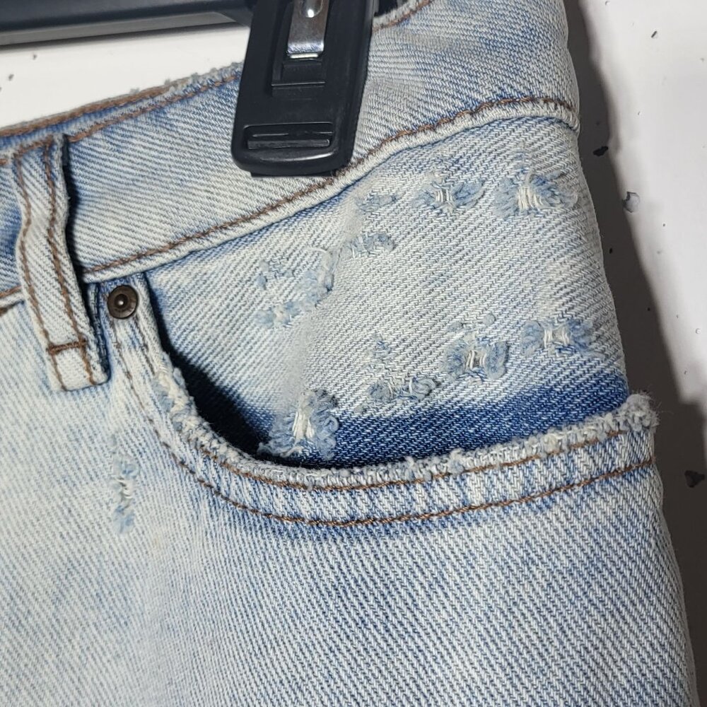 Willam Rast Denim Blue Jean Skirt Size 30 Destroyed Grunge Y2K Festival Indie - Picture 8 of 10